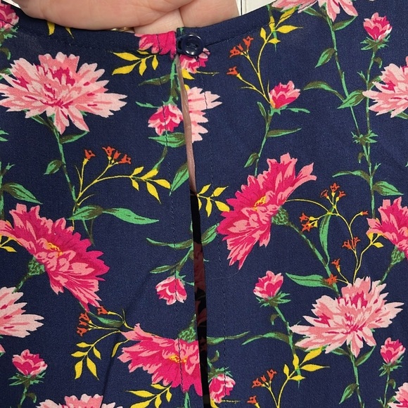 Old navy Womens Dress M Navy Pink Floral Button Keyhole Sleeveless Pullover EUC - Picture 8 of 12